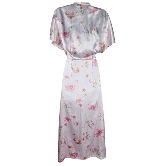 Oscar de la Renta Pink Label Peignoir Set S/M Soft Pink Floral Rosette Detail - Picture 4 of 16